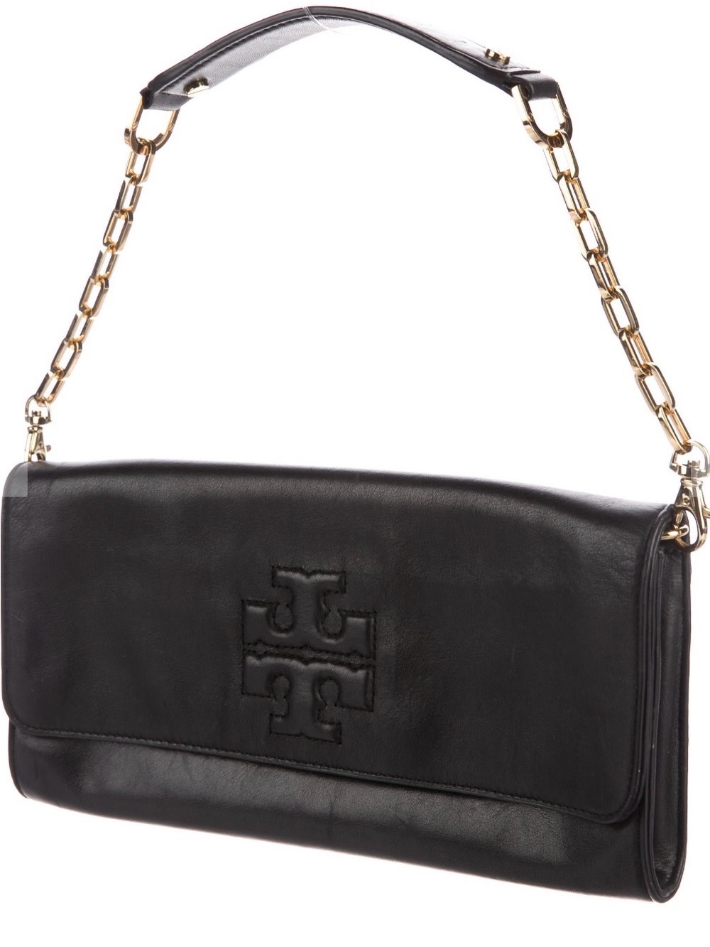 Embossed Logo Flap Clutch